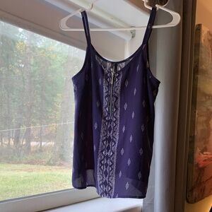 Women's Navy Blue Patterned Tank Top